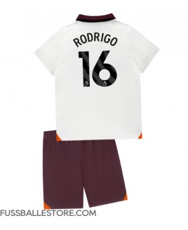 Günstige Manchester City Rodri Hernandez #16 Auswärts Trikotsatzt Kinder 2023-24 Kurzarm (+ Kurze Hosen)